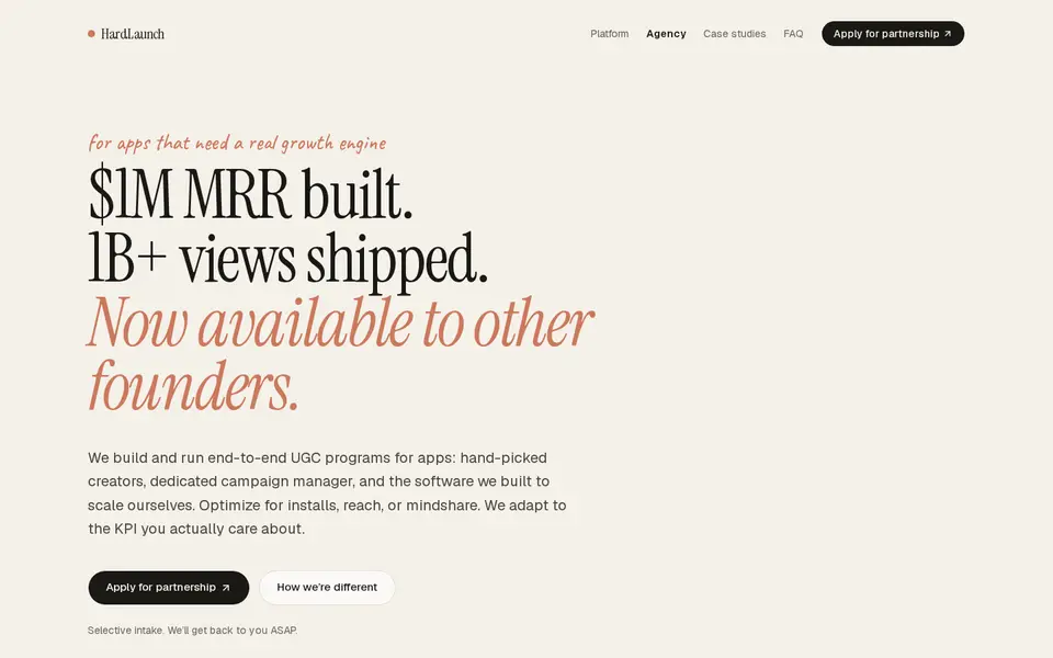 HardLaunch homepage