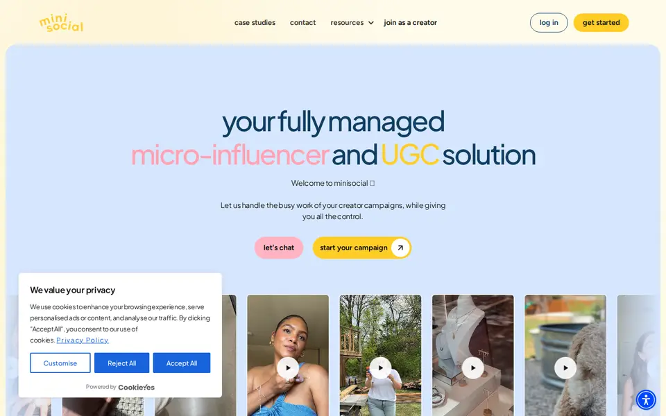 minisocial homepage