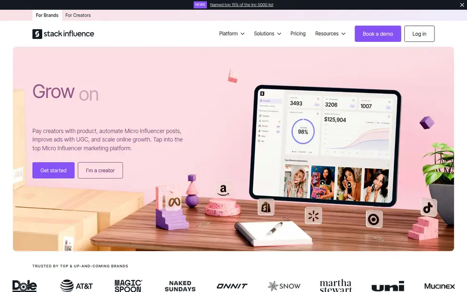 Stack Influence homepage